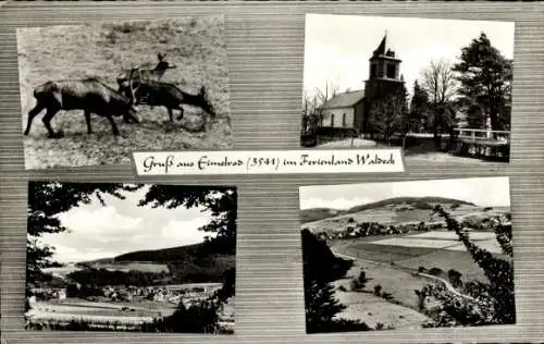 Ak Eimelrod Willingen Upland Waldeck, Hirsche, Kirche, Panorama