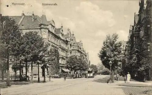 Ak Hannover, Bödekerstraße, Straßenbahn