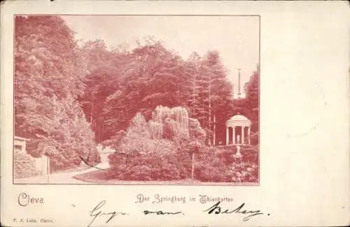 Ak Bad Cleve Kleve am Niederrhein, Schöne Gartenlandschaft, Pavillon, Bäume, alter Stil