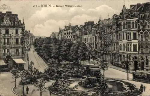 Ak Köln am Rhein, Kaiser Wilhelm-Ring, Stadtansicht, Brunnen, Gebäude