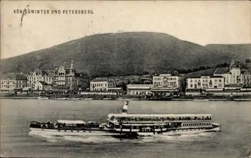 Ak Königswinter Rhein Sieg Kreis, Dampfer Elsa, Petersberg, Europäischer Hof