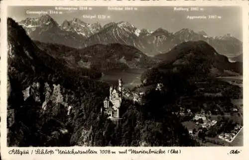 Ak Hohenschwangau Schwangau im Ostallgäu, Schloss Neuschwanstein, Schloss Neuschwanstein, Marienb