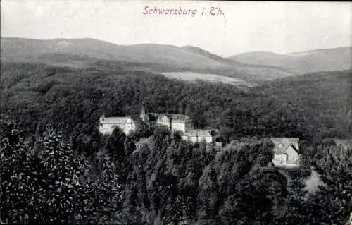 Ak Schwarzburg in Thüringen,  umgeben von Wäldern,  Architektur, foto