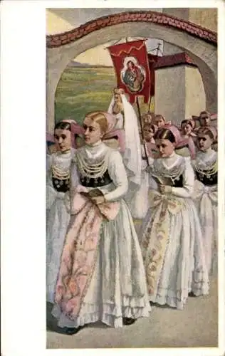 Künstler Ak Trstenjak, A., Wendische Brautjungfern aus Rosenthal