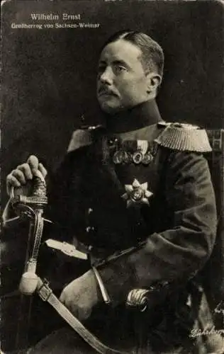 Ak Großherzog Wilhelm Ernst von Sachsen Weimar, Portrait in Uniform, Orden