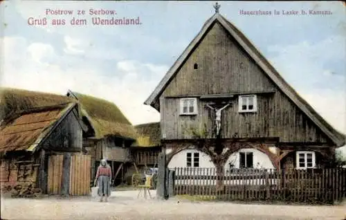 Ak Kamenz in Sachsen, Wendenland, Bauernhaus in Laske