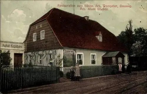 Ak Gaußig in der Oberlausitz, Restauration zum sächsischen Art Trompeter