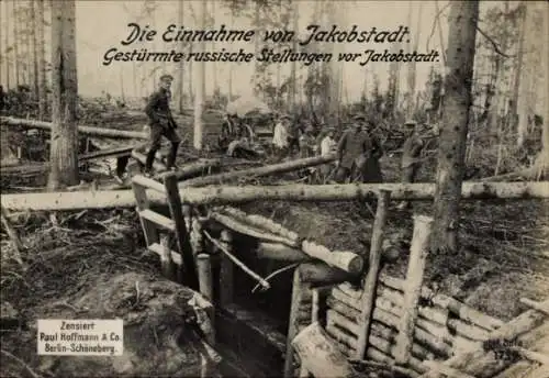 Ak Jakobstadt Jekabpils Lettland, Gestürmte russische Stellungen, I WK