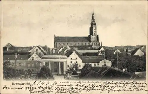 Ak Hansestadt Greifswald, Nicolaikirche, Steinbeckertor