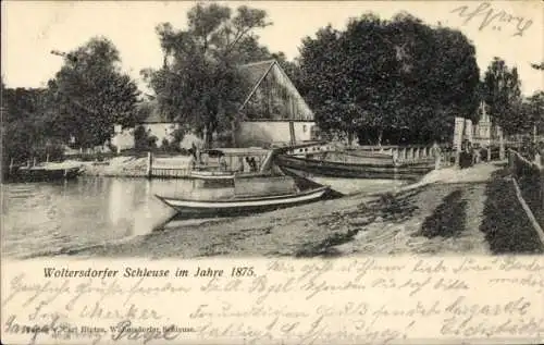 Ak Woltersdorf bei Berlin, Woltersdorfer Schleuse, Jahr 1875