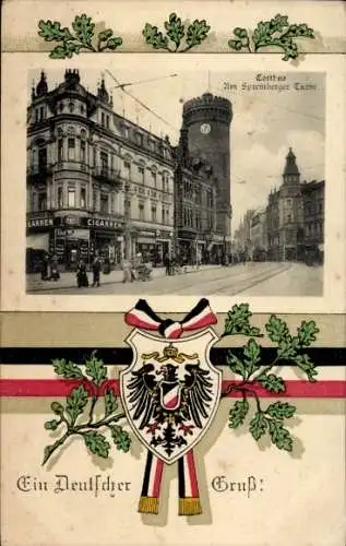 Wappen Ak Cottbus in der Niederlausitz, Spremberger Turm, Eichenlaub
