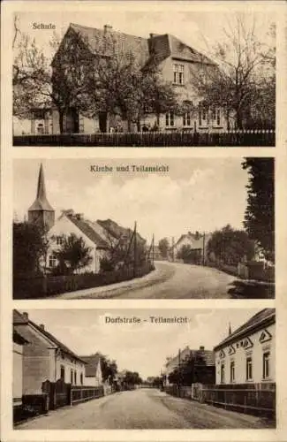 Ak Krieschow Kolkwitz im Spreewald Niederlausitz, Dorfstraße, Kirche, Schule