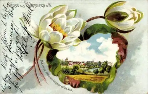 Passepartout Ak Gorzów Wielkopolski Landsberg a.d.W. Ostbrandenburg, Blick v. d. Heinersdorfer Str.