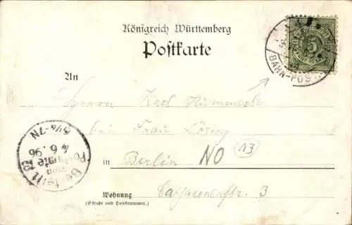 Litho Hasenberg Stuttgart in Württemberg, Hauff-Denkmal, Aussichtsturm