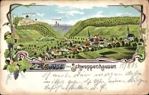 Passepartout Litho Schweppenhausen in der Pfalz, Gesamtansicht