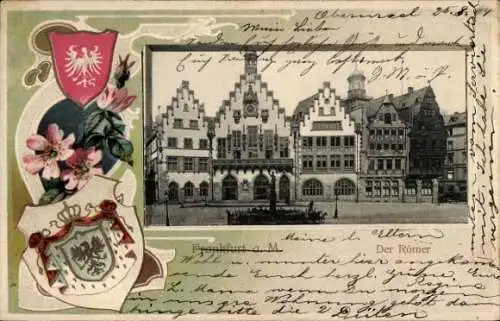 Präge Wappen Passepartout Ak Frankfurt am Main, der Römer