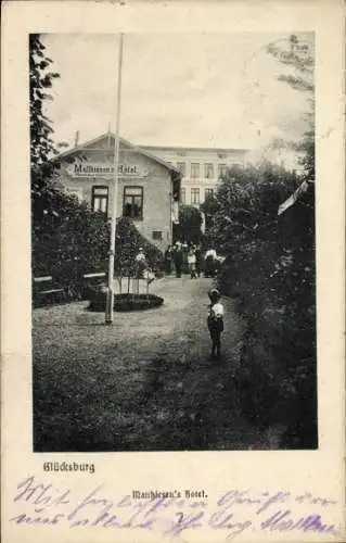 Ak Glücksburg, Matthiesens Hotel, Garten