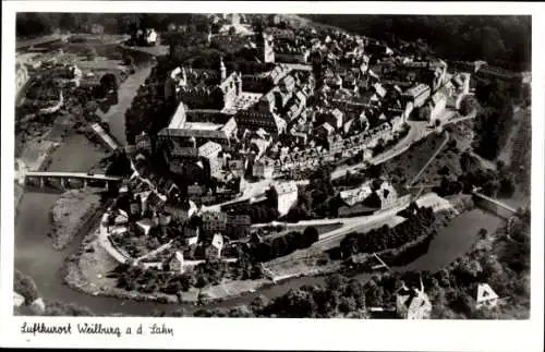 Ak Weilburg an der Lahn Hessen, Fliegeraufnahme