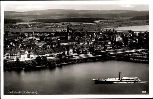 Ak Radolfzell am Bodensee, Fliegeraufnahme, Dampfer