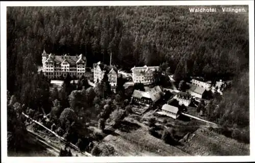 Ak Villingen Schwenningen im Schwarzwald, Waldhotel Villingen, Fliegeraufnahme