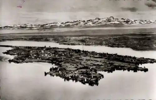 Ak Insel Reichenau Bodensee, Fliegeraufnahme, Säntisblick
