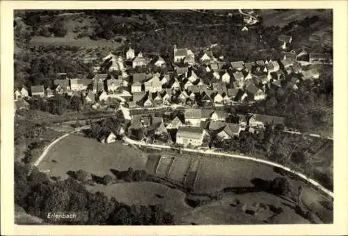 Ak Erlenbach am Main in Unterfranken, Luftaufnahme von  Häuseransicht, ländliche Umgebung