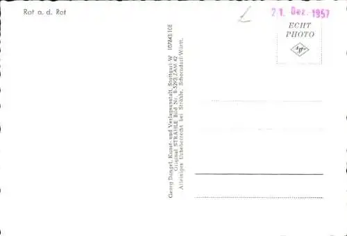 Ak Rot an der Rot in Württemberg, Luftaufnahme von  landwirtschaftliche Flächen, Kirche