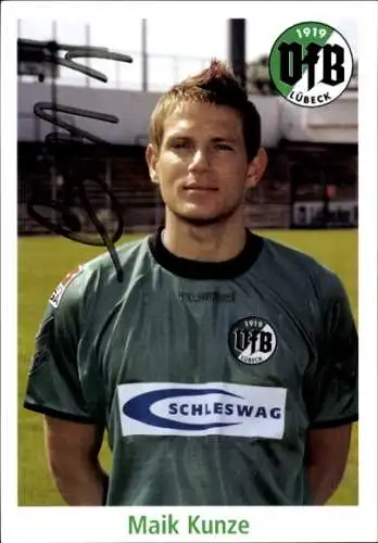 Autogrammkarte Fußballer Maik Kunze, VFB Lübeck, Autogramm