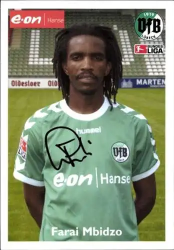 Autogrammkarte Fußballer Farai Mbidzo, VFB Lübeck, Autogramm