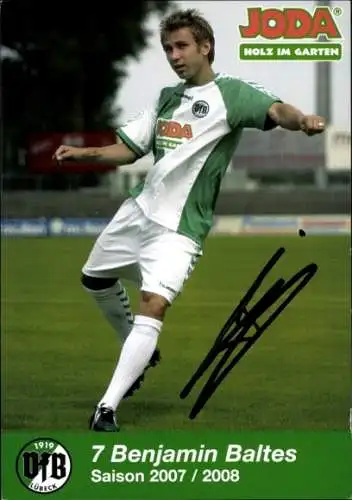 Autogrammkarte Fußballer Benjamin Baltes, VFB Lübeck, Autogramm