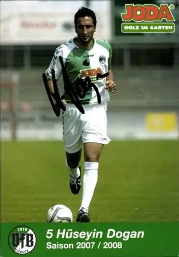 Autogrammkarte Fußballer Hüseyin Dogan, VFB Lübeck, Autogramm
