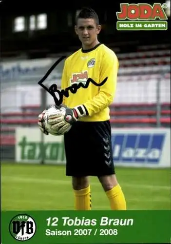 Autogrammkarte Fußballer Tobias Braun, VFB Lübeck, Autogramm
