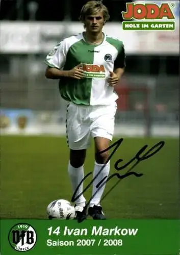 Autogrammkarte Fußballer Ivan Markow, VFB Lübeck, Autogramm