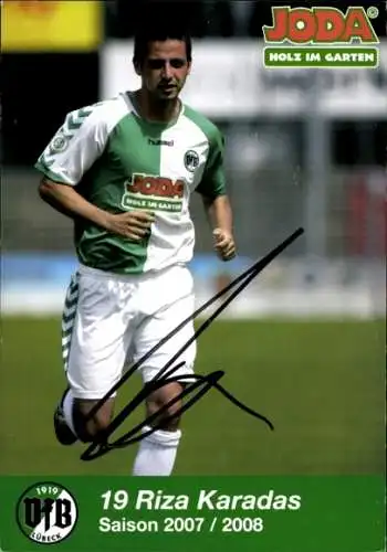 Autogrammkarte Fußballer Riza Karadas, VFB Lübeck, Autogramm