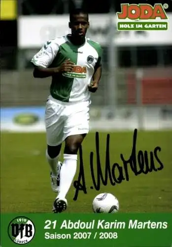 Autogrammkarte Fußballer Abdoul Karim Martens, VFB Lübeck, Autogramm