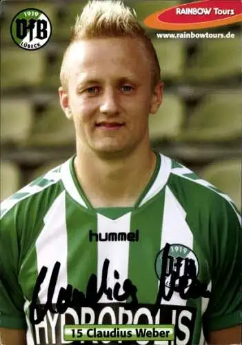 Autogrammkarte Fußballer Claudius Weber, VfB Lübeck, Autogramm