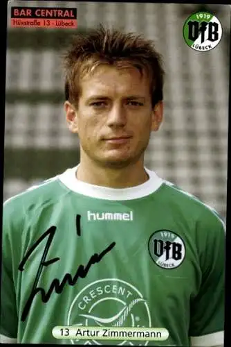 Autogrammkarte Fußballer Artur Zimmermann, VFB Lübeck, Autogramm