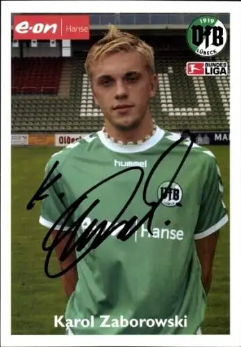 Autogrammkarte Fußballer Karol Zaborowski, VfB Lübeck, Autogramm