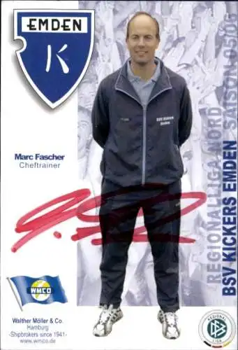 Autogrammkarte Cheftrainer Marc Fascher, BSV Kickers Emden, Autogramm