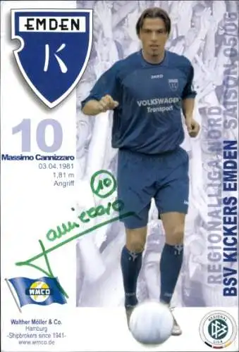 Autogrammkarte Fußballer Massimo Cannizzaro, BSV Kickers Emden, Autogramm