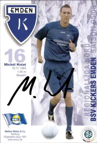 Autogrammkarte Fußballer Michel Kniat, BSV Kickers Emden, Autogramm