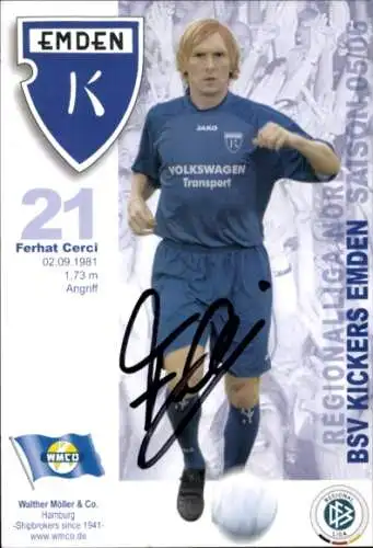 Autogrammkarte Fußballer Ferhat Cerci, BSV Kickers Emden, Autogramm