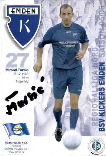 Autogrammkarte Fußballer Mirsad Tursic, BSV Kickers Emden, Autogramm