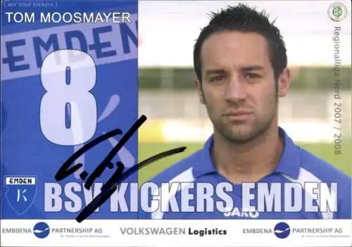 Autogrammkarte Fußballer Tom Moosmayer, BSV Kickers Emden, Autogramm