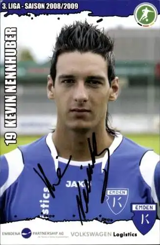 Autogrammkarte Fußballer Kevin Nennhuber, BSV Kickers Emden, Autogramm