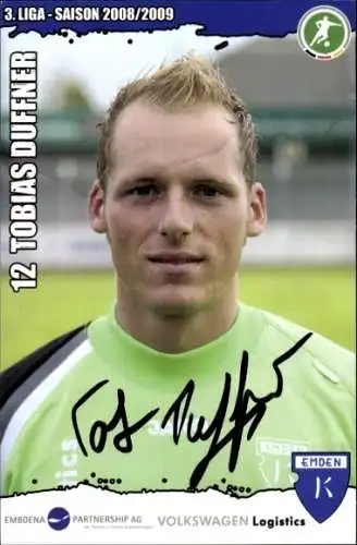 Autogrammkarte Fußballer Tobias Duffner, BSV Kickers Emden, Autogramm