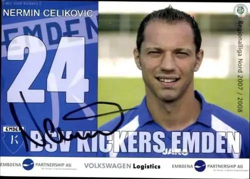 Autogrammkarte Fußballer Nermin Celikovic, BSV Kickers Emden, Autogramm