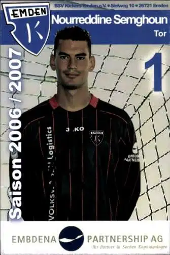 Autogrammkarte Fußballer Nourreddine Semghoun, BSV Kickers Emden, Autogramm