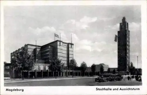 Ak Magdeburg an der Elbe, Stadthalle, Aussichtsturm