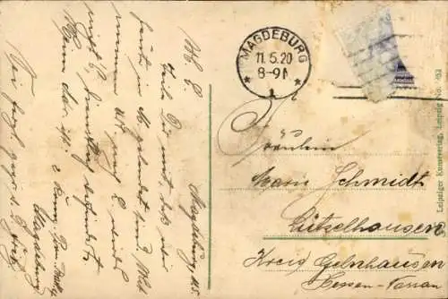 Ak Magdeburg an der Elbe, Adolf Mittag See, Türme, Treppe, Boot